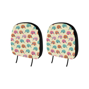 Camper Van Pattern Print Design 04 Car Headrest Cover