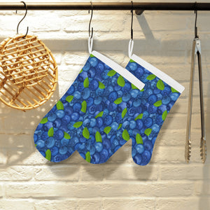 Blueberry Pattern Background Heat Resistant Oven Mitts