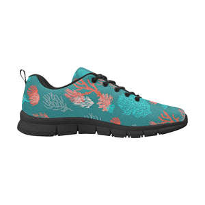 Coral Reef Pattern Print Design 04 Women's Sneakers Black