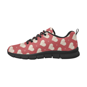 Heart Red Pattern Men's Sneakers Black