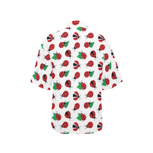 Ladybug Pattern Print Design 01 Women's All Over Print Hawaiian Shirt