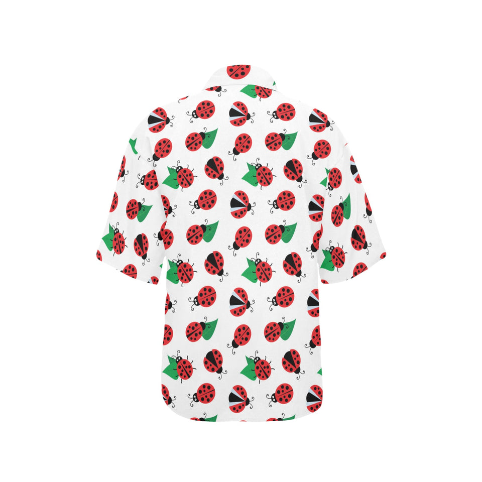 Ladybug Pattern Print Design 01 Women's All Over Print Hawaiian Shirt