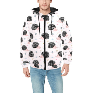 Hedgehog Pattern Print Design 04 Men's Padded Hooded Jacket(ModelH42)