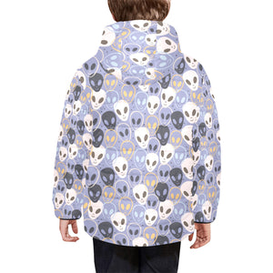 Alien Pattern Print Design 05 Kids' Boys' Girls' Padded Hooded Jacket