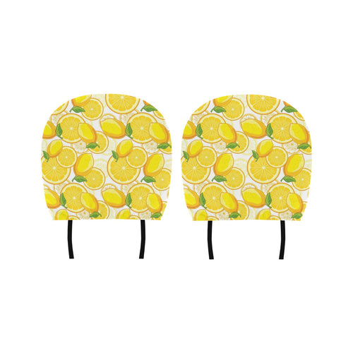 Lemon Pattern Background Car Headrest Cover