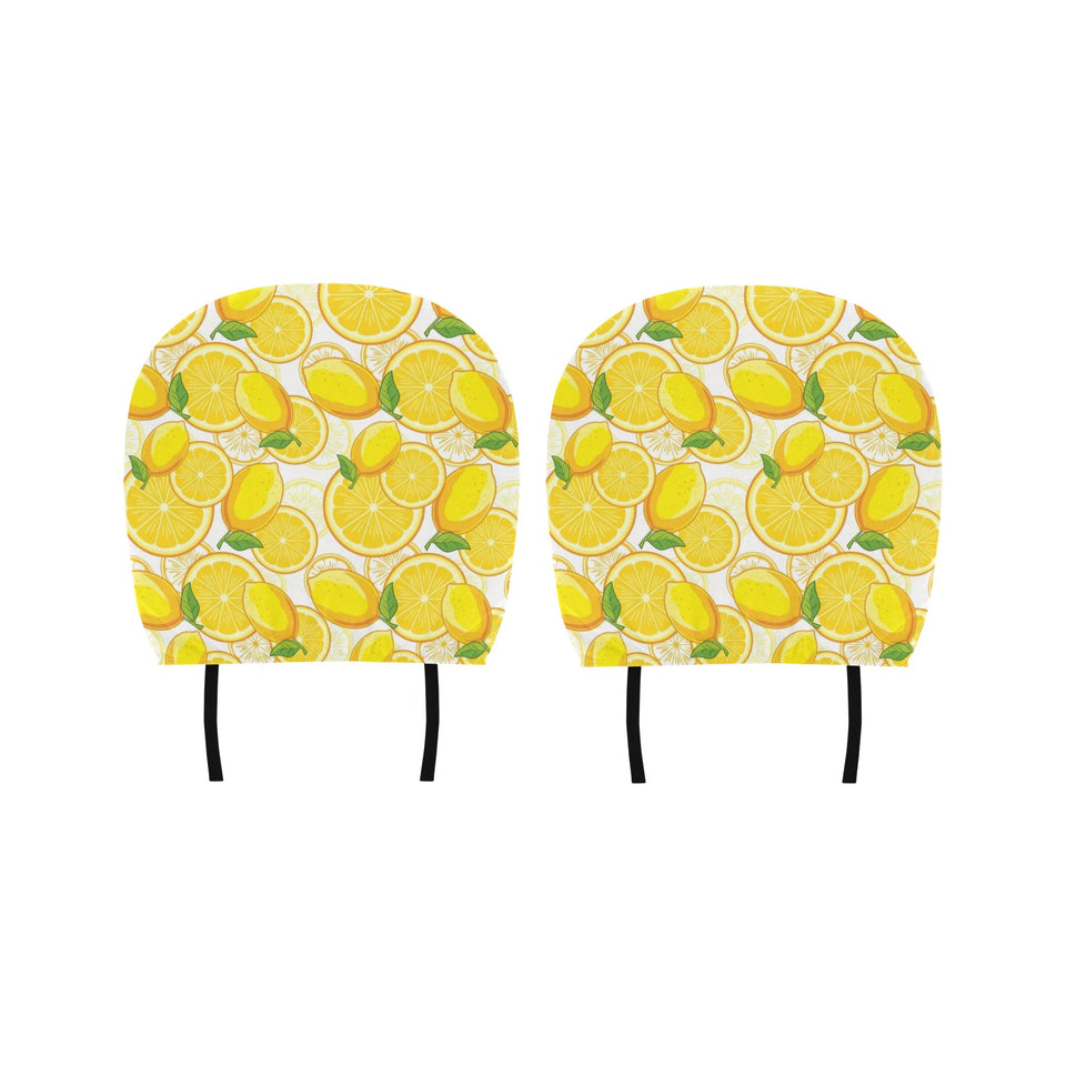 Lemon Pattern Background Car Headrest Cover