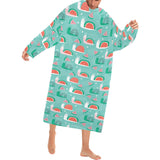 Snail Pattern Print Design 01 Blanket Robe with Sleeves