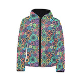 Gear Pattern Print Design 02 Kids' Boys' Girls' Padded Hooded Jacket