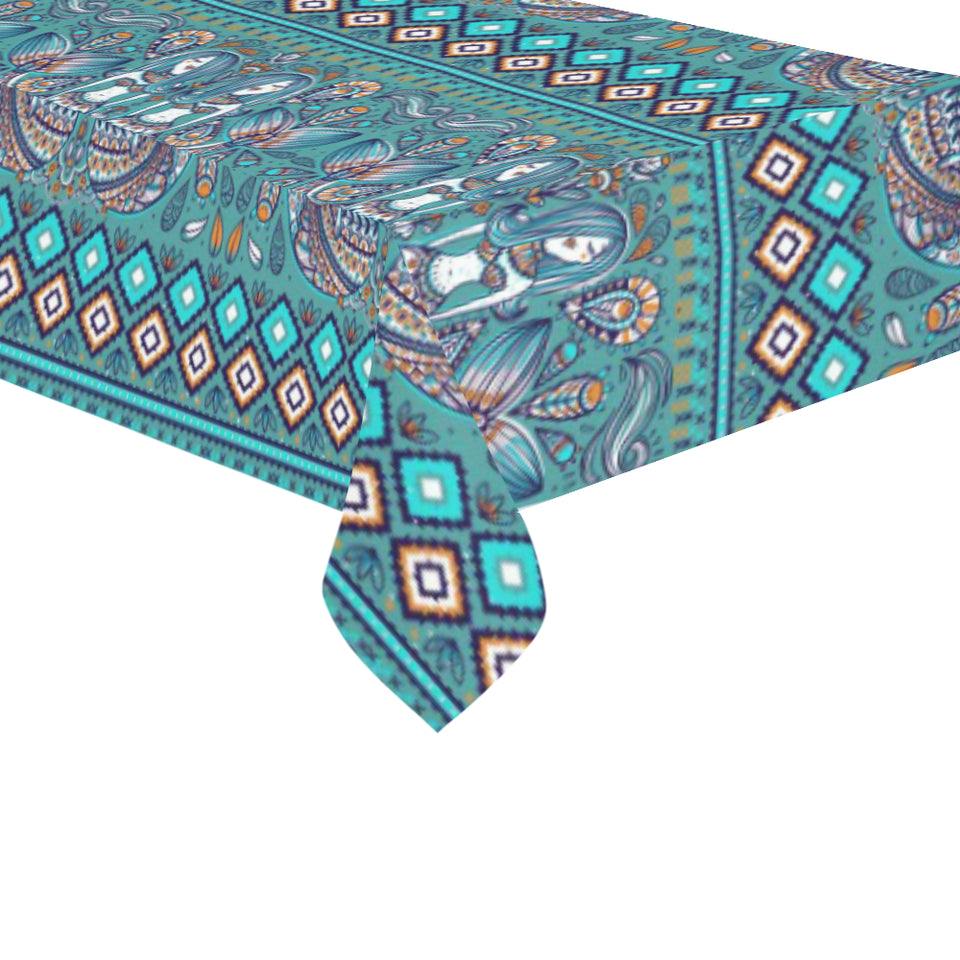 Mermaid Pattern Ethnic Motifs Tablecloth