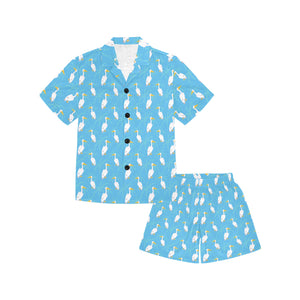 Pelican Pattern Print Design 02 Kids' Boys' Girls' V-Neck Short Pajama Set