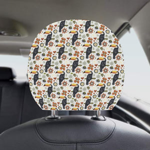 Toucan Flower Pattern Car Headrest Cover