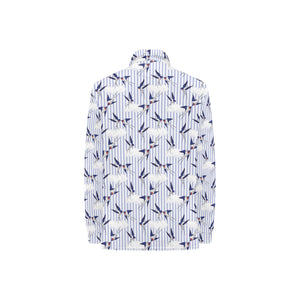 Swallow Pattern Print Design 03 Women's Long Sleeve Polo Shirt