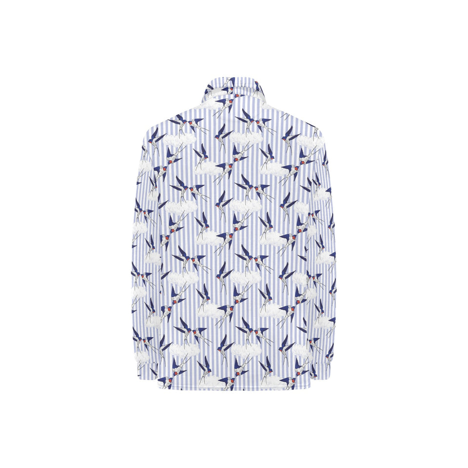 Swallow Pattern Print Design 03 Women's Long Sleeve Polo Shirt