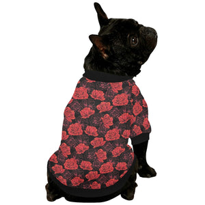 Rose Pattern Print Design 01 All Over Print Pet Dog Round Neck Fuzzy Shirt