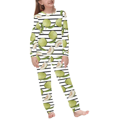 Guava Pattern Stripe background Kids' Boys' Girls' All Over Print Pajama Set