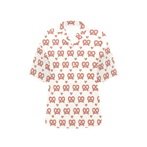 Pretzels Pattern Print Design 01 Women's All Over Print Hawaiian Shirt