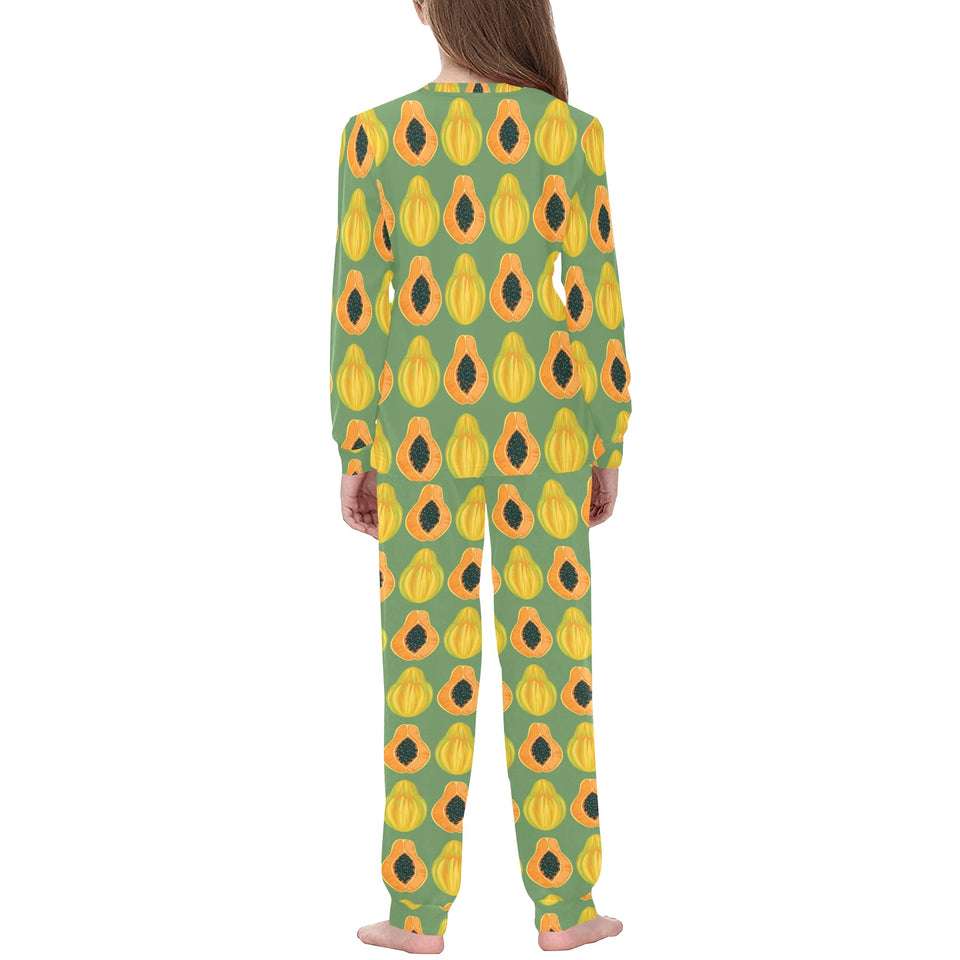 Papaya Pattern Background Kids' Boys' Girls' All Over Print Pajama Set