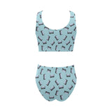 Piano Pattern Print Design 05 Chest Bowknot High Waisted Bikini Swimsuit