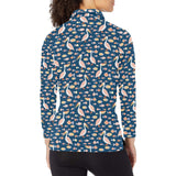 Pelican Pattern Print Design 01 Women's Long Sleeve Polo Shirt