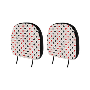 Casino Cards Suits Pattern Print Design 04 Car Headrest Cover