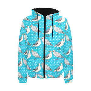 Seagull Pattern Print Design 02 Men's Padded Hooded Jacket(ModelH42)