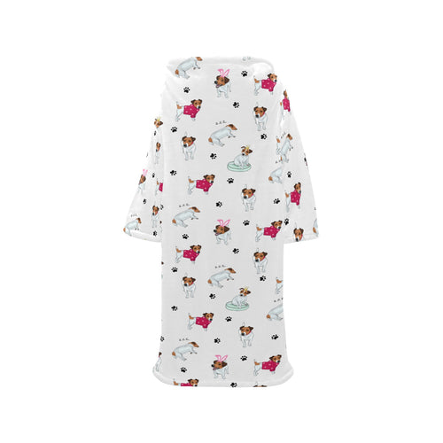 Jack Russel Pattern Print Design 03 Blanket Robe with Sleeves