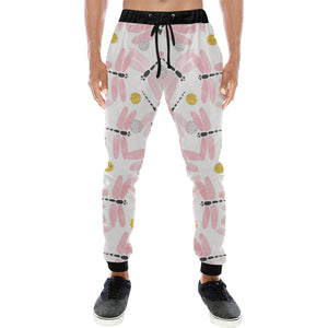 Pink Dragonfly Pattern Unisex Casual Sweatpants