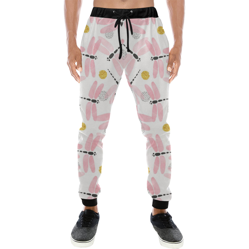 Pink Dragonfly Pattern Unisex Casual Sweatpants