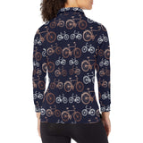 Bicycle Pattern Print Design 01 Women's Long Sleeve Polo Shirt