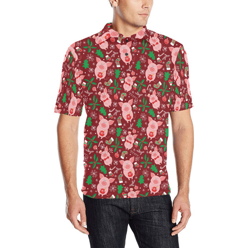 Pig Pattern Print Design 01 Men's All Over Print Polo Shirt