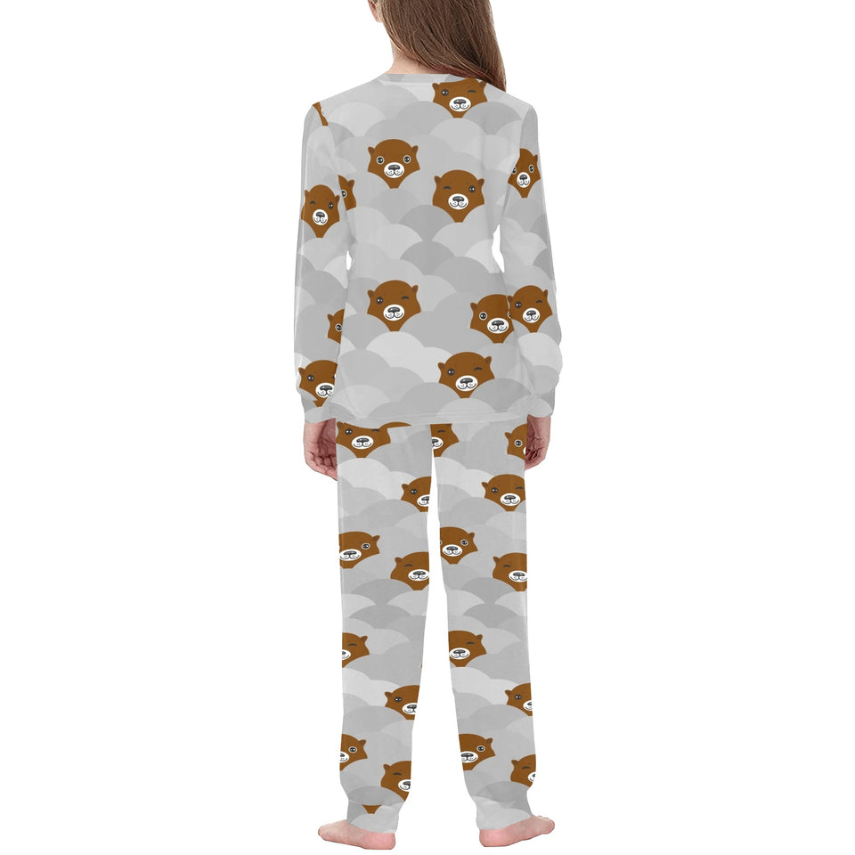 Cute Otter Pattern Kids' Boys' Girls' All Over Print Pajama Set