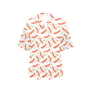 Sausage Pattern Print Design 03 Women's All Over Print Hawaiian Shirt