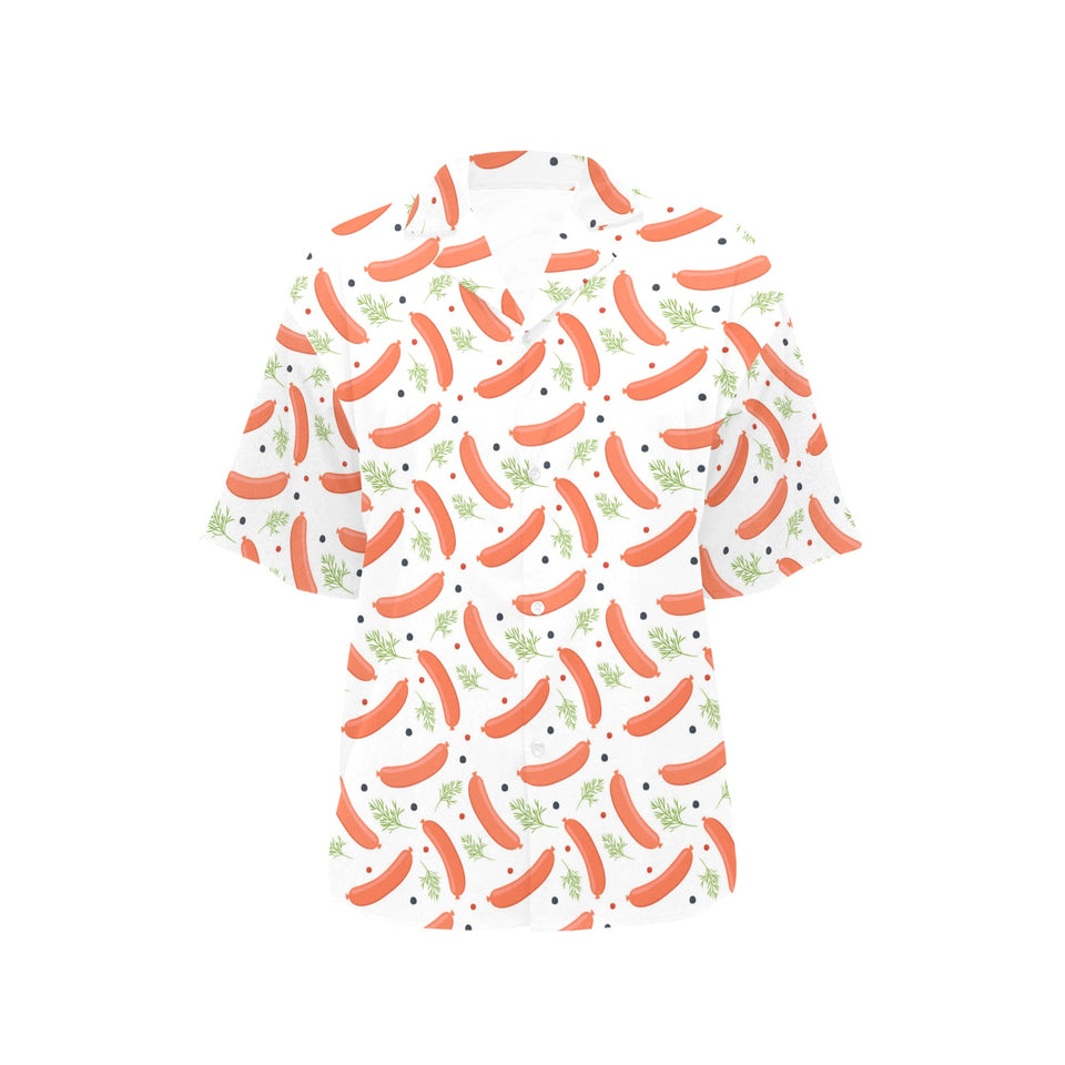 Sausage Pattern Print Design 03 Women's All Over Print Hawaiian Shirt