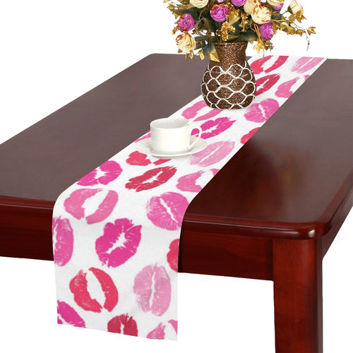 Lips Pattern Print Design 05 Table Runner