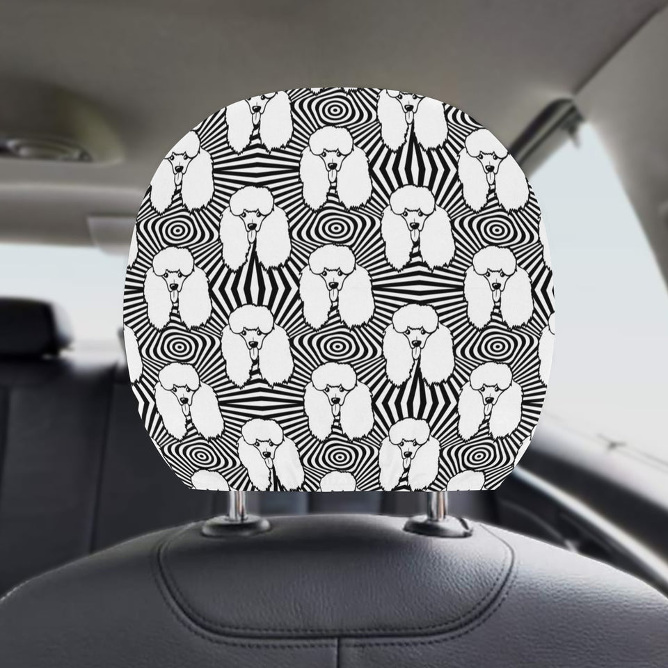 Black and White Poodle Pattern Car Headrest Cover