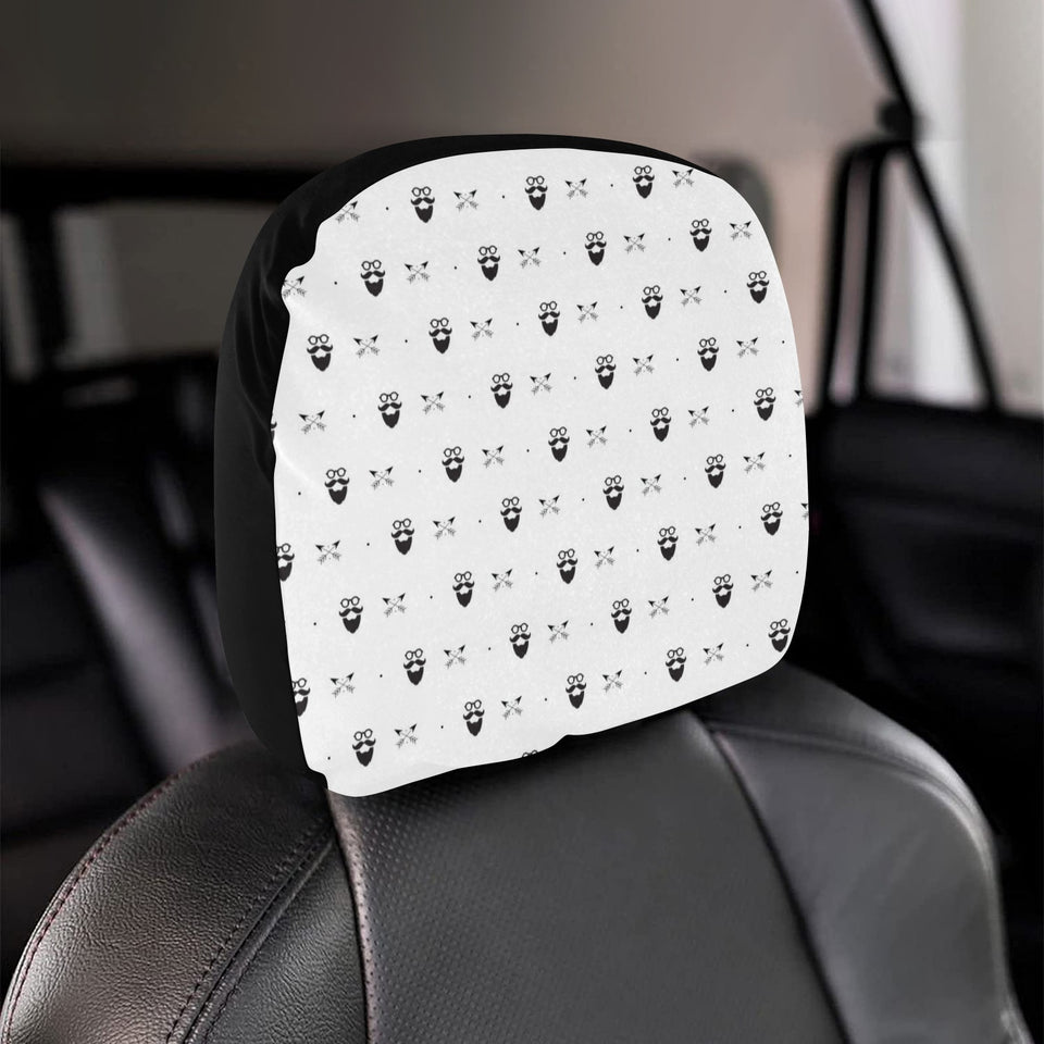 Mustache Beard Pattern Print Design 01 Car Headrest Cover