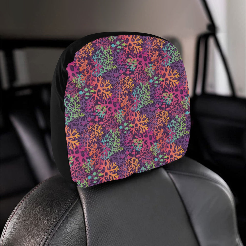 Coral Reef Pattern Print Design 03 Car Headrest Cover