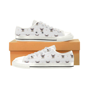 Cute Chihuahua Paw Pattern Women's Low Top Canvas Shoes White