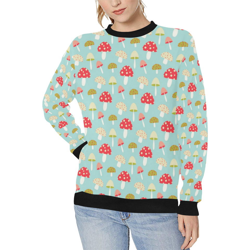 Mushroom Pattern Background Women's Crew Neck Sweatshirt