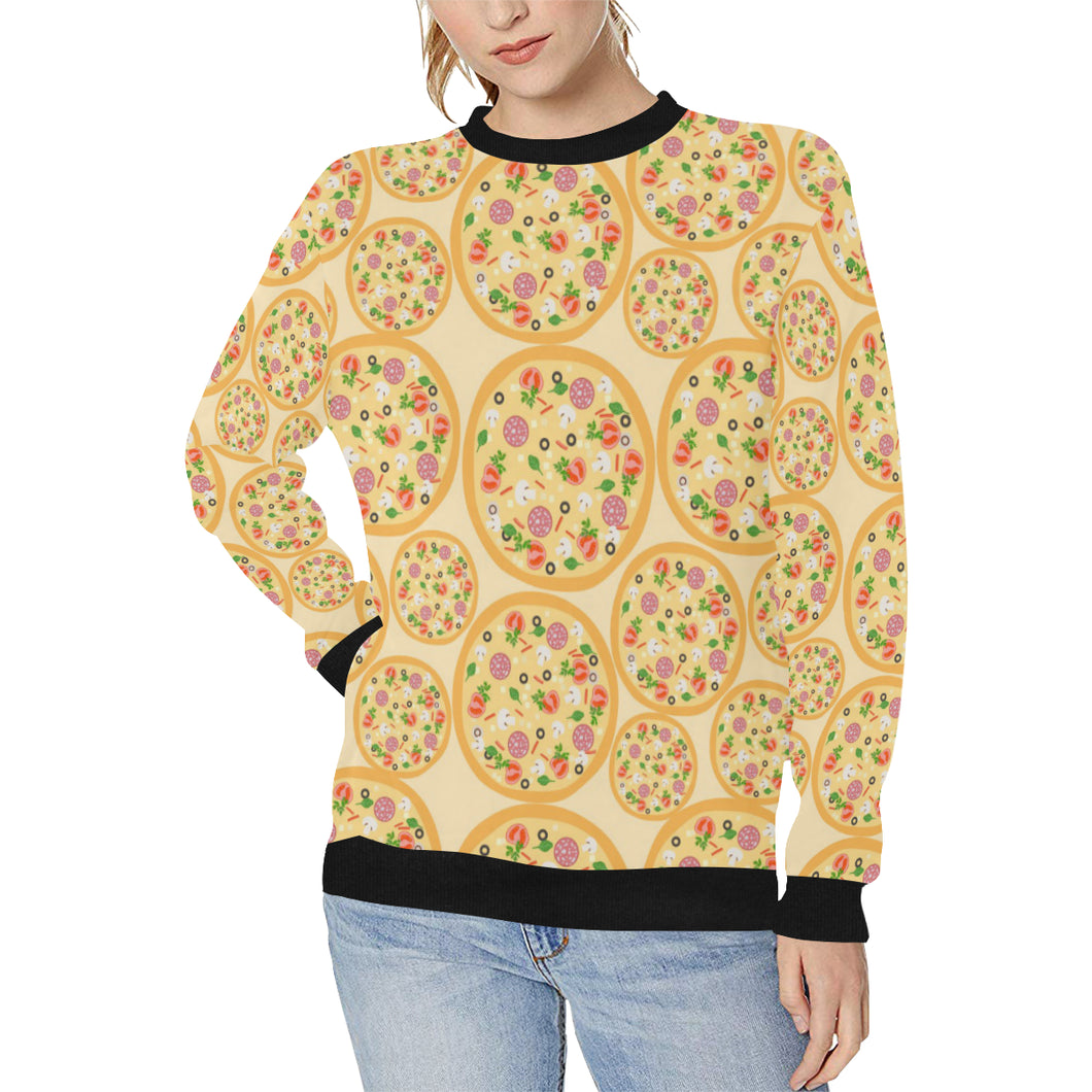 Pizza Theme Pattern Women's Crew Neck Sweatshirt