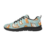 Cute Corgi Pattern Men's Sneakers Black