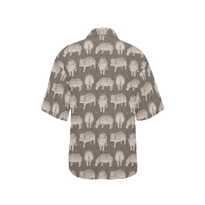 Hippopotamus Pattern Print Design 04 Women's All Over Print Hawaiian Shirt