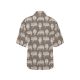 Hippopotamus Pattern Print Design 04 Women's All Over Print Hawaiian Shirt