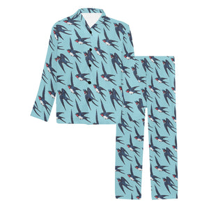 Swallow Pattern Print Design 01 Men's Long Pajama Set