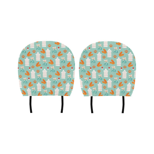 Windmill Pattern Theme Car Headrest Cover