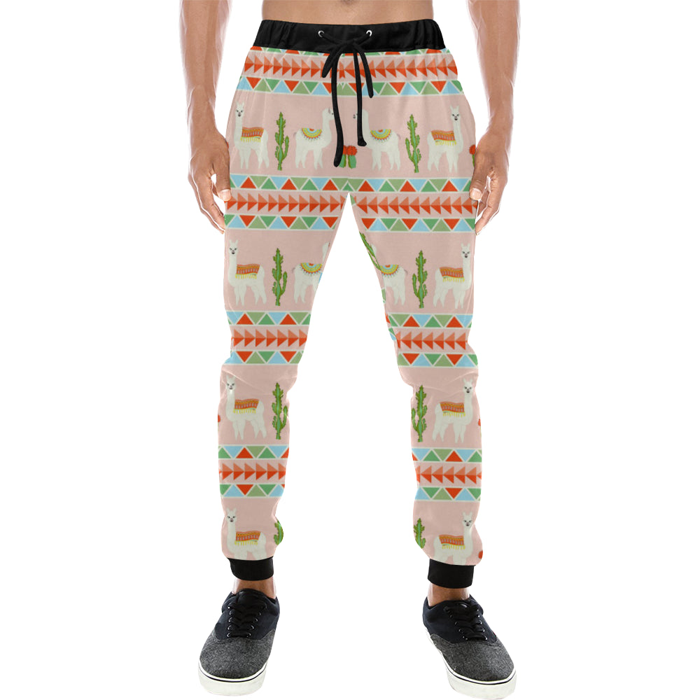 Llama Cactus Pattern background Unisex Casual Sweatpants