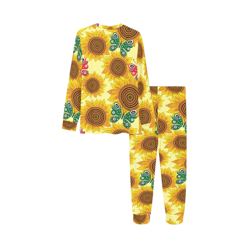 Sunflower Butterfly Pattern Kids' Boys' Girls' All Over Print Pajama Set