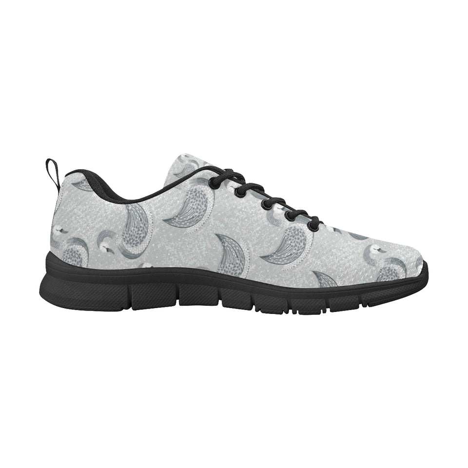 Swan Gray Pattern Men's Sneakers Black