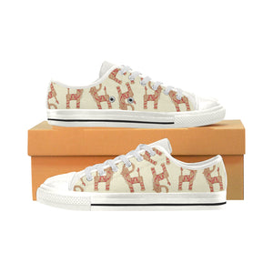 Yule Goat or Christmas goat Pattern Women's Low Top Canvas Shoes White