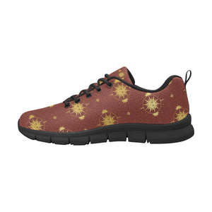 Sun Pattern Red Background Men's Sneakers Black